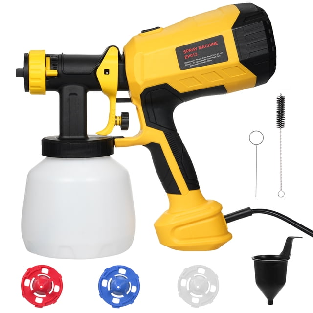 Lepmerk 600W High-Power HVLP Paint Sprayer with 3 Nozzles & Patterns, 1200ml Capacity, Easy-Clean Design for Furniture, Cabinets, Fences, DIY Projects, Yellow, US Standard EP013