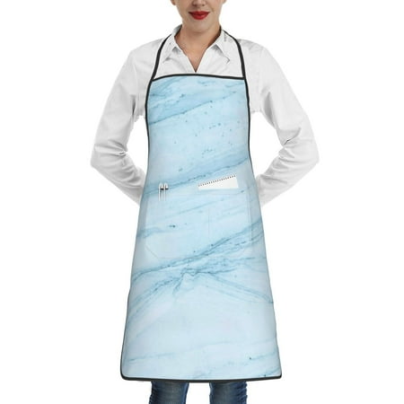 

Gaeub Light Blue Marble Kitchen Cooking Aprons Adjustable Bib Apron Waterdrop and Oil Resistant Kitchen Chef Apron for Women Men