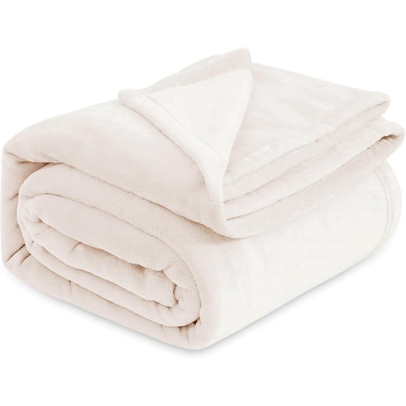 GentleSoft Fleece Blankets Queen Size Cream - Bed Blanket Soft Lightweight Plush Fuzzy Cozy Luxury Microfiber, 90x90 inches