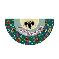 BNNG 3 x 1.5 Feet Halloween Flag Bunting Pleated Half Fan Flag Hanging Banner Outdoor Outside with Canvas Header and Metal Grommet for Holiday Yard Decorations Party Props