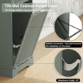 thumbnail image 4 of 13 Gallons Tilt Out Trash Can Cabinet, Wooden Fluted Trash Garbage Can Cabinet with Drawers, Hidden Laundry Hamper with Hooks for Kitchen Living Room, Green, 4 of 7