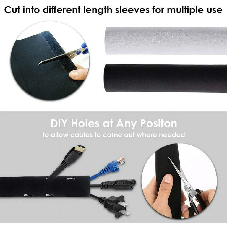 Cable Management Sleeve, Cable Organizer Sleeve, Wire Sleeve Wrap Cover for  TV & Computer & Home & Office, 130 Inch, DIY Customization 
