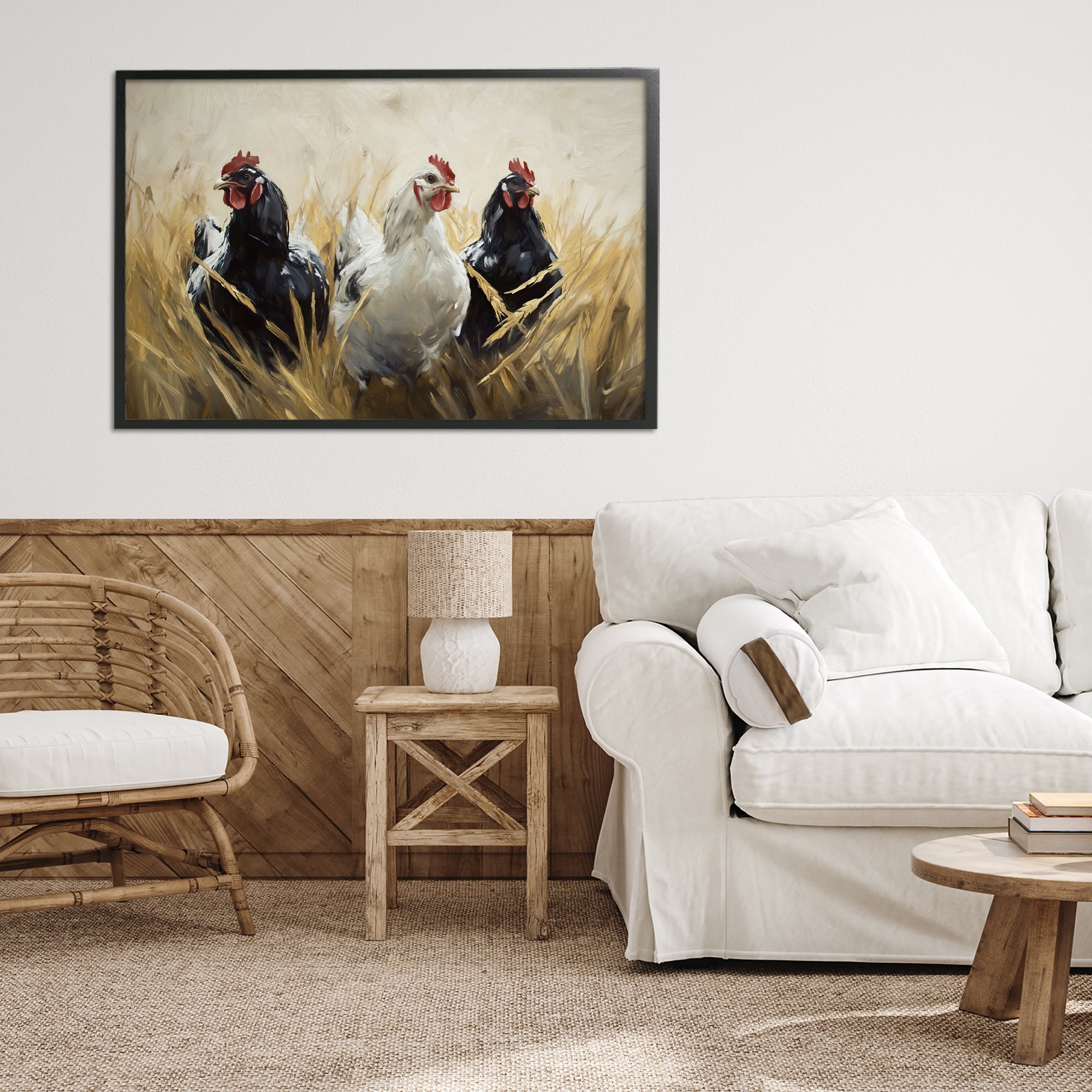 Stupell Industries Chickens In Wheat Field Black Framed Giclee Art, design by Tina LeCour