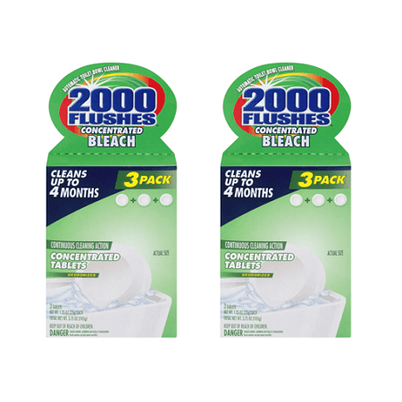 (2 pack) 2000 Flushes Concentrated Bleach Automatic Toilet Bowl Cleaner - 3 PK, 3.0