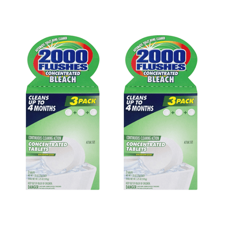 - (2 pack) 2000 Flushes Concentrated Bleach Automatic Toilet Bowl Cleaner - 3 PK, 3.0 PACK