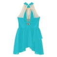 thumbnail image 4 of RUNQHUI Robe de Danse Lyrique pour Filles Enfants Sans Manches Dos Nu avec Strass Bleu Vert 8, 4 of 5
