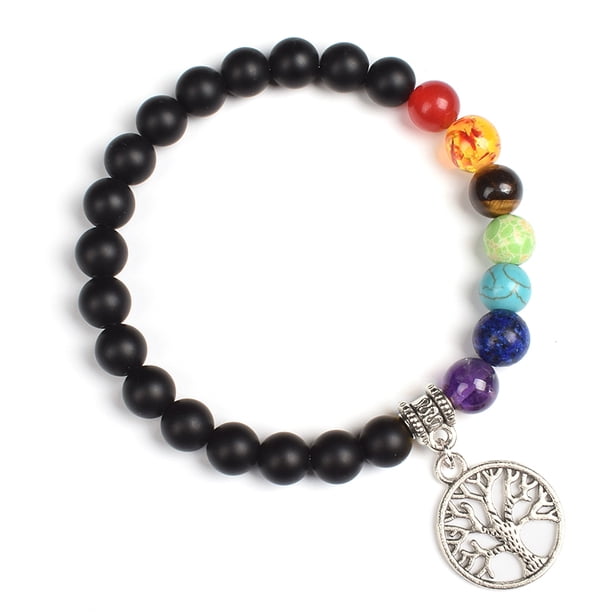 7 chakra arbre de vie charme bracelet pierre naturelle Reiki guérison perles femmes hommes Yoga corde élastique bracelet méditation bijoux cadeau
