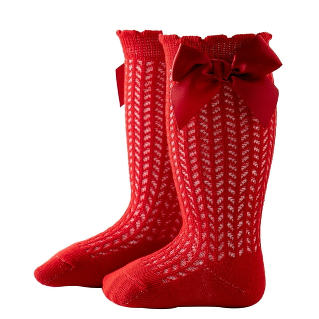 Diconna Chaussettes Respirantes pour Bébé Fille avec Nœud Papillon