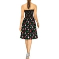 thumbnail image 5 of HAPPY BAY Women's Casual Beach A line Slit Smocked Mini Dress Tube Top Evening Short Strapless Christmas Tree Dress for Women One Size Ebony, Xmas Theme, 5 of 5