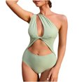 thumbnail image 2 of Gaecuw Bathing Suit for Women One Piece One Shoulder Swimwear Top Sleeveless Slip On Closure Swimsuits Solid Bathing Suits Cutout Hollow 1 Piece Swimwear Swimsuit for Women Beach Vacation Outfits, 2 of 9