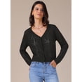 thumbnail image 3 of DARING DIVA Women's Long Sleeve Cropped Knit Button Up Crochet Cardigan L Black, 3 of 6