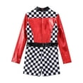 thumbnail image 4 of MSemis Kids Girls Checkerboard Print Racer Jumpsuit Cosplay Fancy Dress Up Red 12, 4 of 5