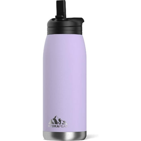 

Flow 32oz Insulated Water Bottle with Straw Lid | Double Wall Vacuum Insulated Stainless Steel Water Bottles BPA-Free and Leak-Proof Wide Mouth Flask with Bite Straw and Handle (Lavender)