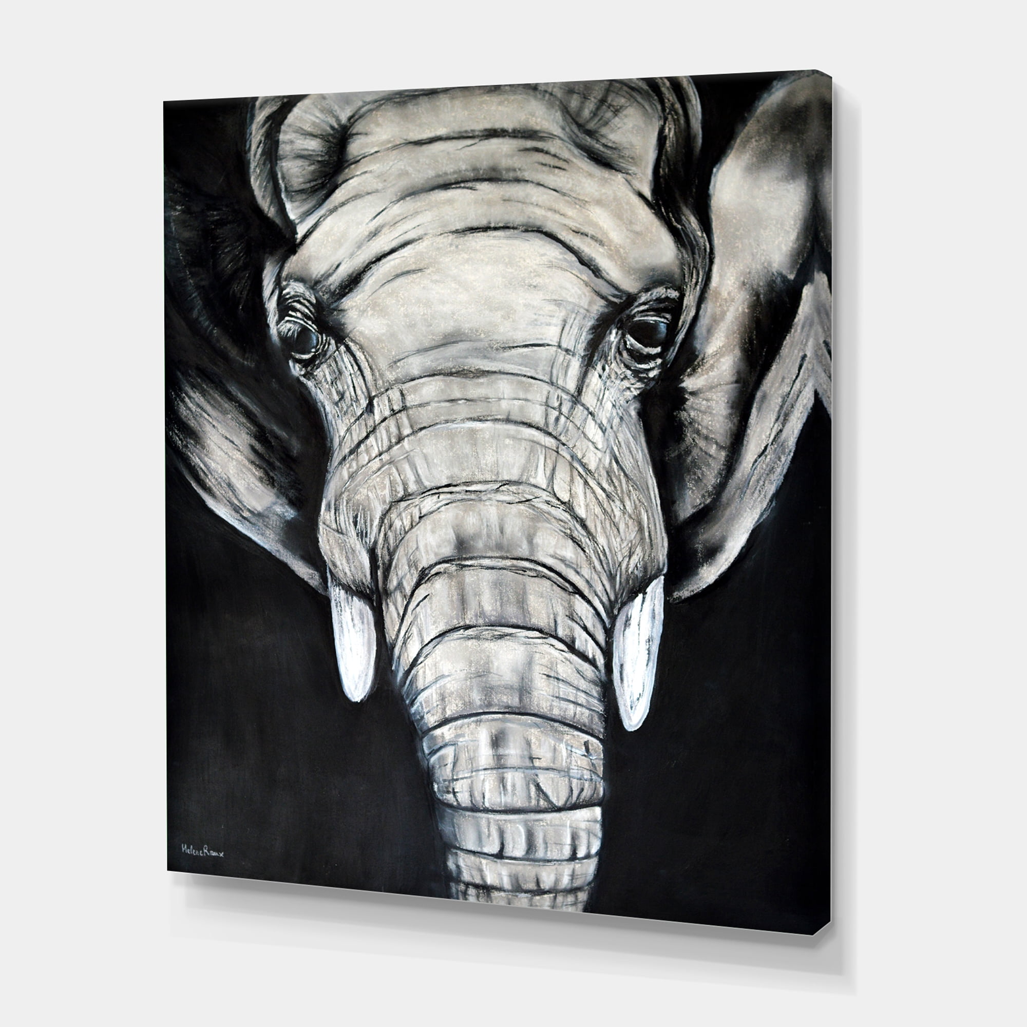 Designart ' The Close Up Portrait Of An African Elephant ' Farmhouse Canvas Wall Art Print