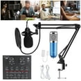 thumbnail image 3 of Podcast Microphone Bundle, BM800 Microphone Kit with Live Sound Card, Condenser Microphone & DJ Mixer with Adjustable Mic Suspension Scissor Arm, Shock Mount & Filter for Studio Recording & Broadcas, 3 of 7