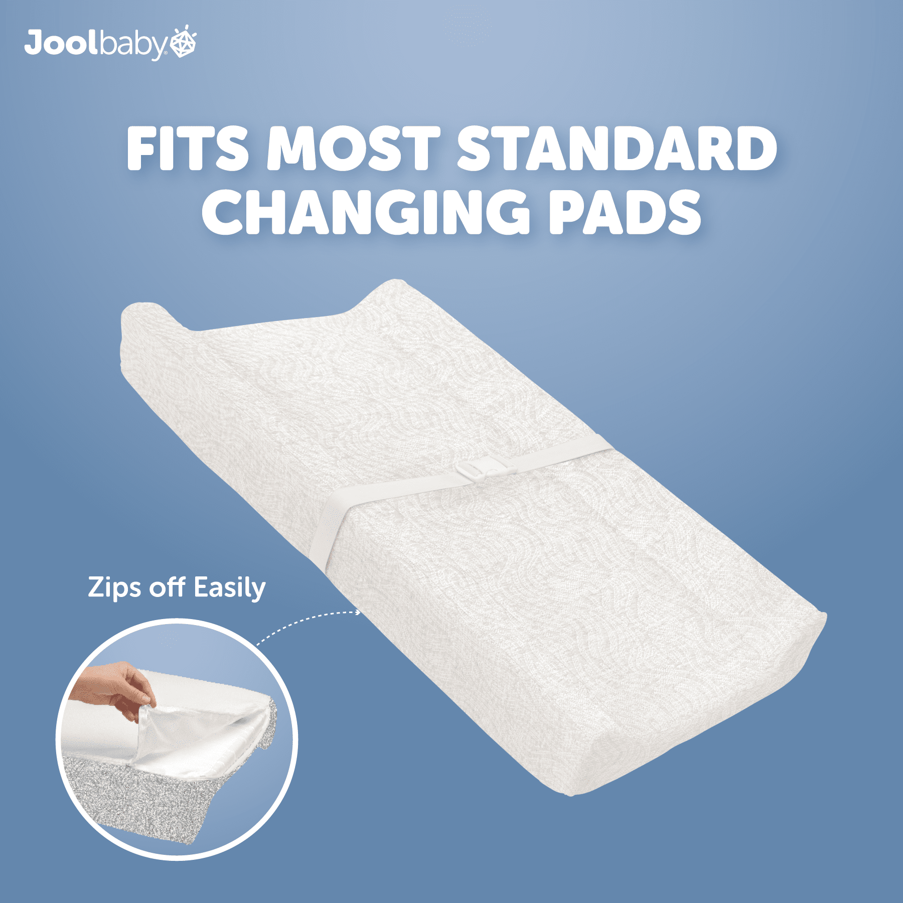 Jool Baby Changing Pad Covers 2 Pack – Soft & Comfortable, Fits Most Standard Diaper Changing Pads (Off-White & Gray - Wave)
