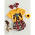 thumbnail image 3 of Bagilaanoe 3pcs Newborn Baby Girl Short Pants Set Short Sleeve Print T Shirt Tops + Shorts + Headband 3M 6M 9M 12M 18M Infant Casual Summer Outfits, 3 of 9