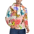 thumbnail image 2 of Uemuo Flowers And Birds Watercolor Pattern Men's Hoodie - Casual Pullover Hoodie with Kangaroo Pocket, Stylish Hooded Sweatshirt for Everyday Wear-X-Large, 2 of 7