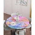 thumbnail image 4 of Summer Colorful Starfish Palm Leaf Fitted Round Tablecloths Elastic Edged Table Covers 36"-44",Coastal Ocean Plant Life Waterproof Dining Room Kitchen Table Cloth for Holiday Party Tables Decor, 4 of 8