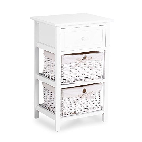 Mecor White Nightstand/End Tables/Side Tables Fully Assembled Paulownia Wood with 1 Drawer