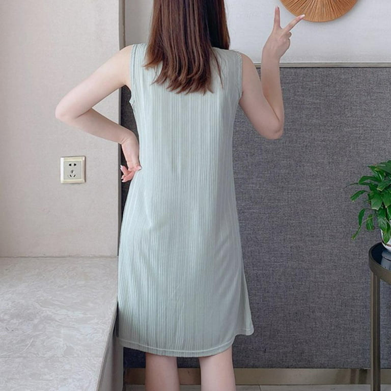 Sleepwear for Women Tank Nightgown with Built in Bra Chemise Sleeveless  Soft Sleep Dress 
