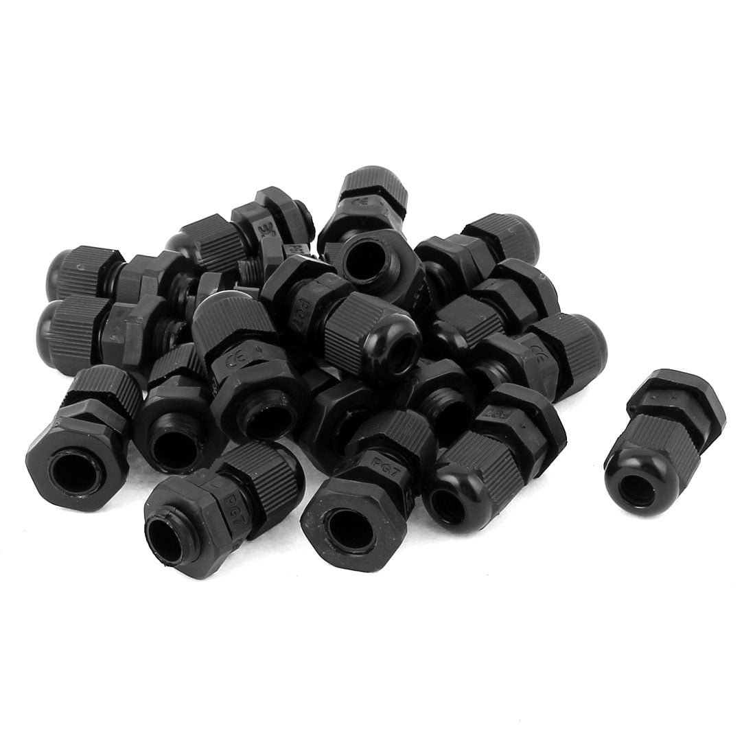 10PCS PG7 Black Plastic Waterproof Connector Gland 3-6.5mm Dia Cable New 