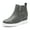 GREY/PU, variant on Women Hidden-Heel Platform Wedgie High-Top Wedge Sneakers Slip-On Ankle Booties
