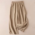 thumbnail image 5 of ABATAB Womens Casual Pants Wide Leg High Waist Palazzo Pants Cotton Linen Trousers Summer Beach Vacation Outfits, 5 of 7