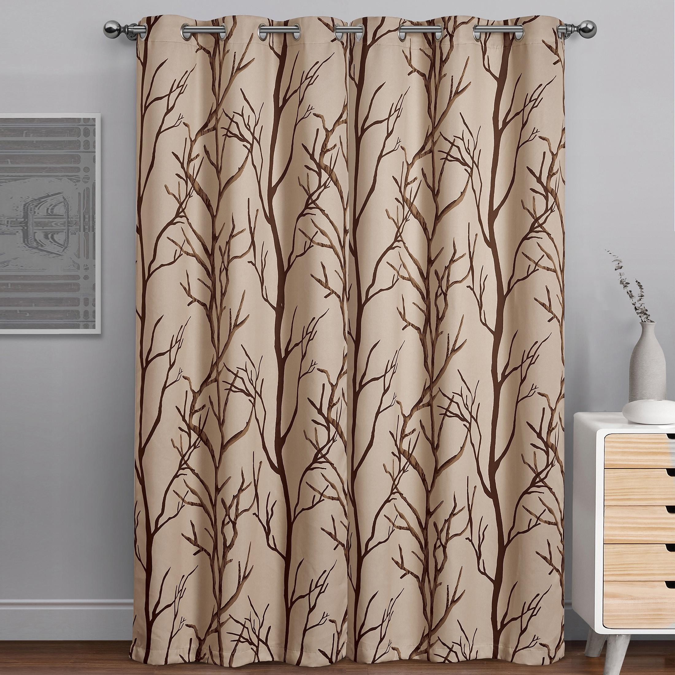 VCNY Home Kingdom Taupe Branch Grommet Blackout Curtain, 40" x 95"