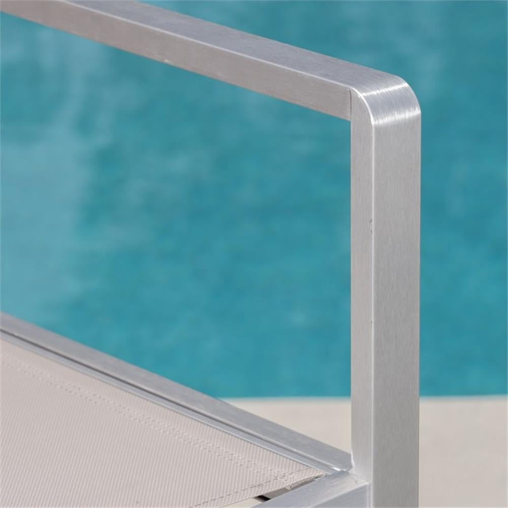 Gannon Outdoor 29.5" Mesh Barstools with Aluminum Frame, Set of 2, Grey, Silver