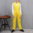 thumbnail image 4 of THDHVS Boys Suit,Boys Summer Outfits,Boy's Solid Color Casual Suit Performance Suit Formal Dress and Wearing A Bow Tie Sets Yellow 9-10 Years, 4 of 4