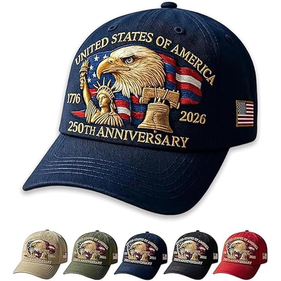 United States 250th Anniversary Celebration Hat, Adjustable Retro Bald Eagle Patriotic Cap for Men Women