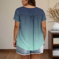thumbnail image 3 of Ohufall Blouses Grande Taille pour Femmes Chemises à Manches Courtes Plissées Col Rond Décontracté, 3 of 5