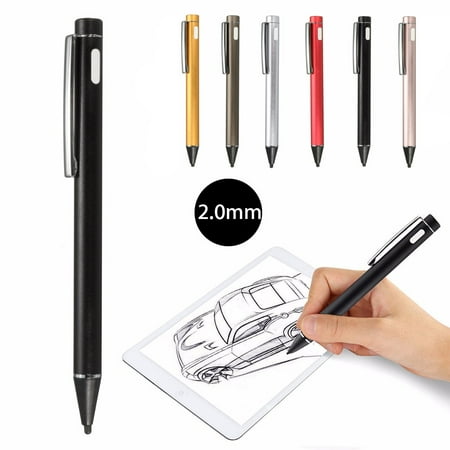 2.0mm Active Electronic Stylus Digital Pen, USB Rechargeable Capacitive Stylus Pen for iPad for iPhone for Samsung, All Touch Screen Tablets PC & Cell (Best Active Stylus For Ipad)