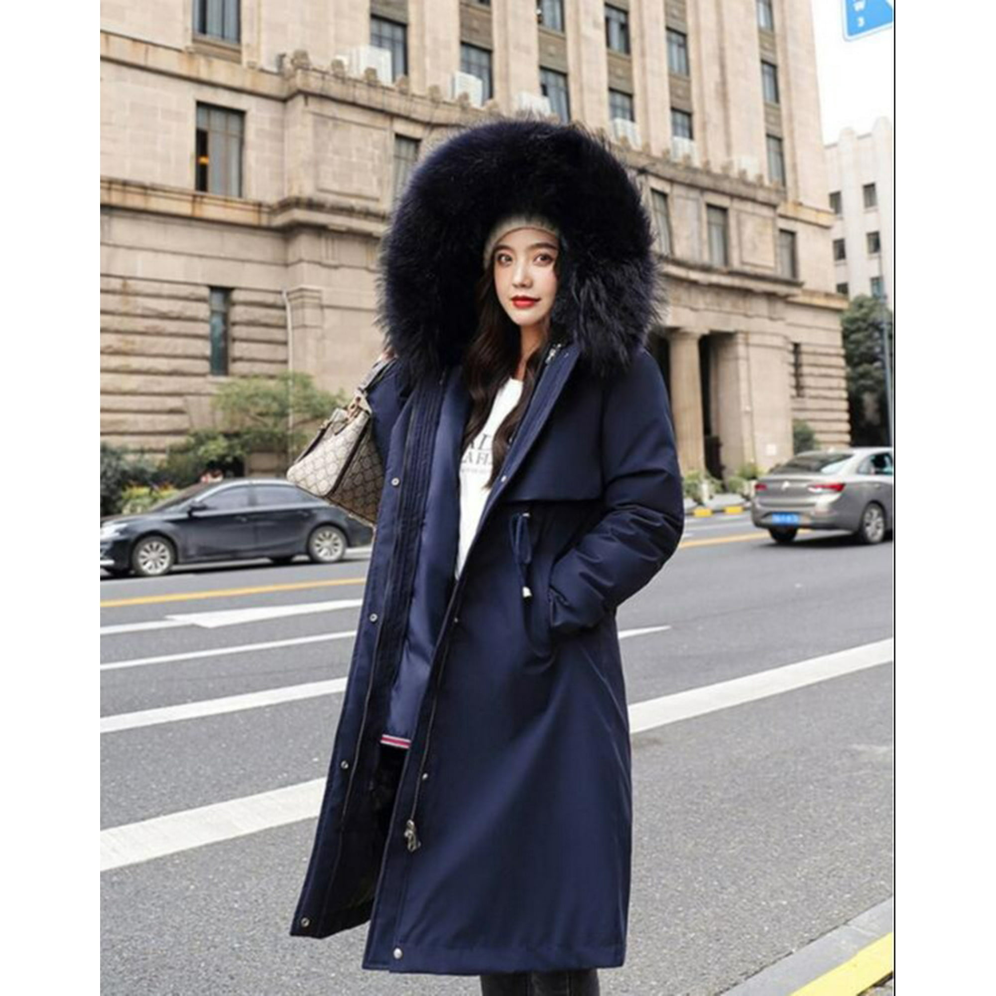 Winter Jacket Down Jacket Mid Length Coat Quilted Ladies Winter Coat Sewn Coat Winter Jacket Long Sewing Warm L