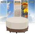 thumbnail image 6 of Summit Living Round Patio Furniture Cover 71" D x 23" H Outdoor Table and Chair Set Cover 600D Oxford for Garden Round Dining Set, Beige & Brown, 6 of 9
