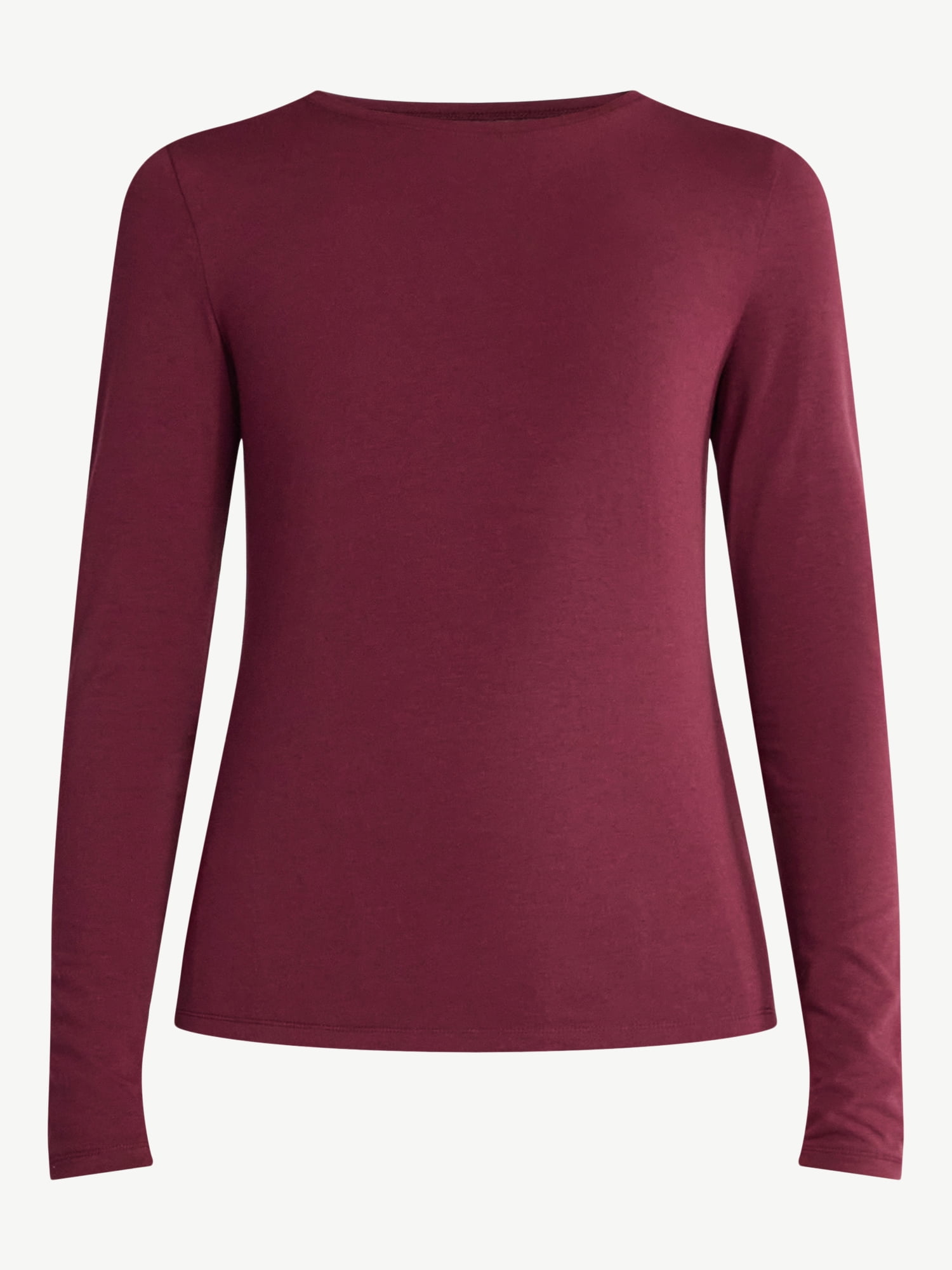 No Boundaries Crewneck Tee with Long Sleeves, Women's & Women's Plus XXS-4X
