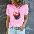 thumbnail image 4 of YABCSAZ Valentine's Day T-Shirts for Women Short Sleeve Crew Neck Pullover Solid Color Love Heart Graphic Letter Print Sweathirts Casual Loose Oversized Tee Tops,Gift for Women, 4 of 5
