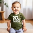 thumbnail image 3 of One Cool Dude Dino 1st Birthday Shirt for Baby Boys First Birthday Cake Smash Outfit Military Green Shirt 12 Months, 3 of 3