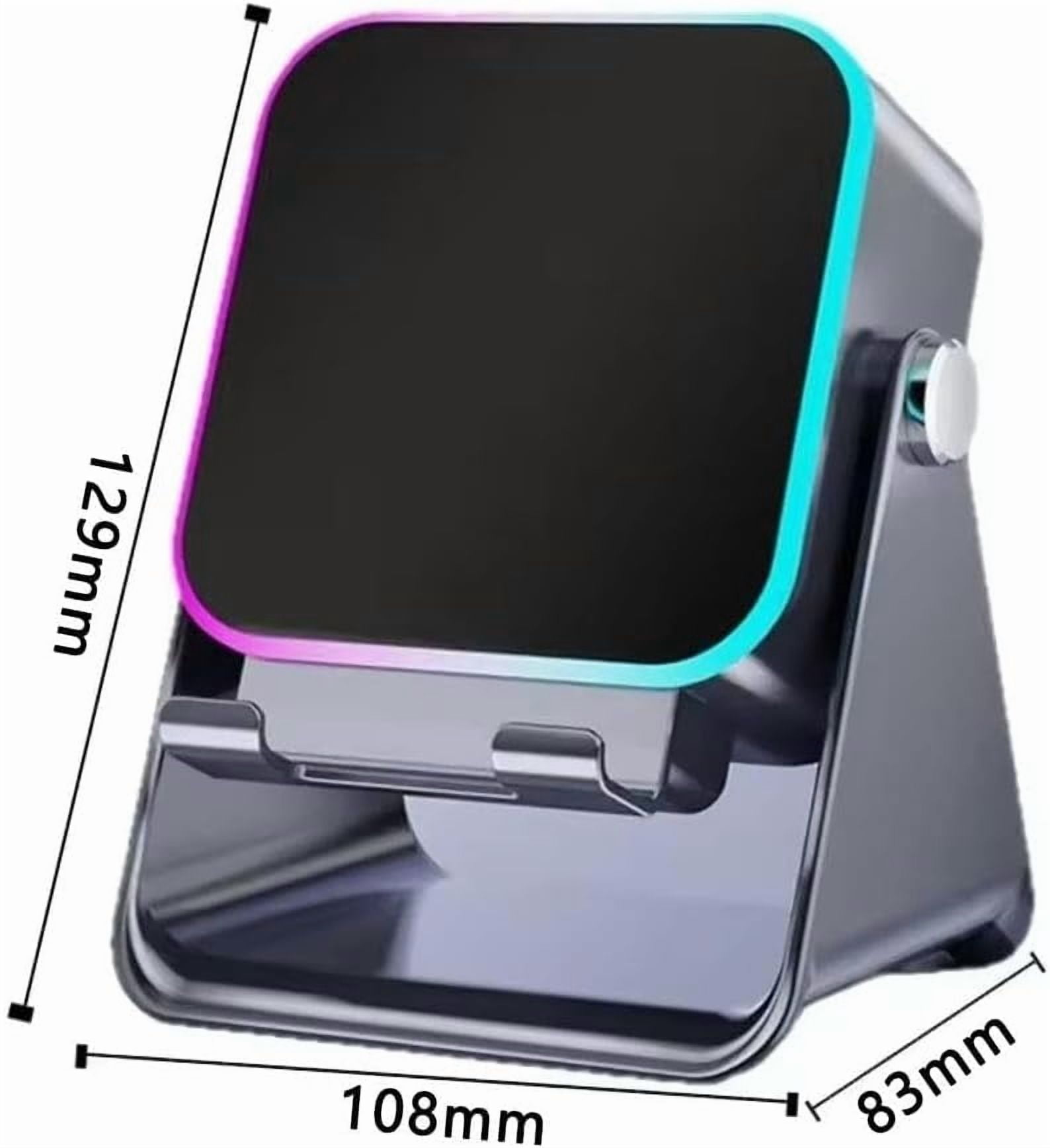 Wireless Charging Speaker Stand - 5-in-1 Bluetooth Speaker with 8 RGB Ambient Lights, 5000mAh Power Bank, Adjustable Tablet Holder for iPhone iPad Android - Stereo Sound Desktop Dock & Birthday Gift