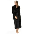 thumbnail image 3 of Turquaz Linen Women’s Long Plush Fleece Bathrobe with Pockets (Black, L), 3 of 4