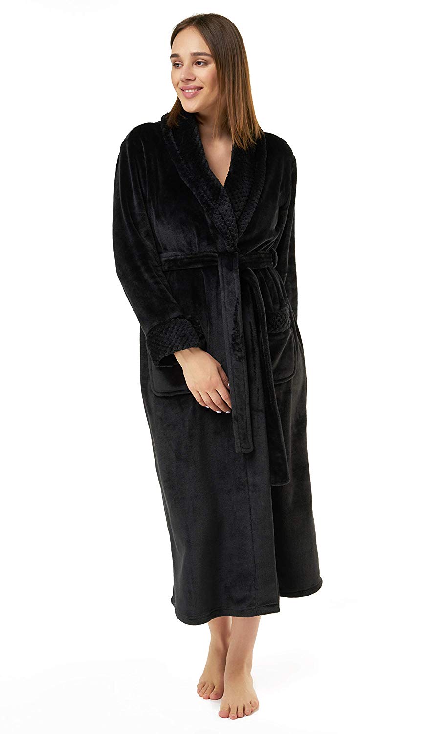 Women/’s Plush Long Robe with Hood Soft Fluffy Robe for Women Warm Comfy Bathrobes Womens Plush Soft Warm Bathrobe