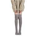 thumbnail image 2 of Women's Crew Socks, Women's Warm Solid Color Over-the-Knee Socks Women's Cable Knit Thigh Socks New Socks for Women Crew Cotton Style B-126 Gray One Size, 2 of 4