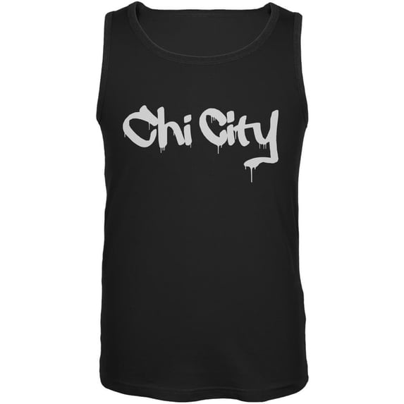 Chicago Chi City Graffiti Black Adult Tank Top - Large
