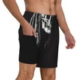 thumbnail image 2 of Rateoe Gothic Skull Drape Pattern Men’s Swim Shorts with Compression Liner – Double-Layered Quick-Dry Swimwear, Comfortable & Stretchy Beach Shorts-Small, 2 of 6