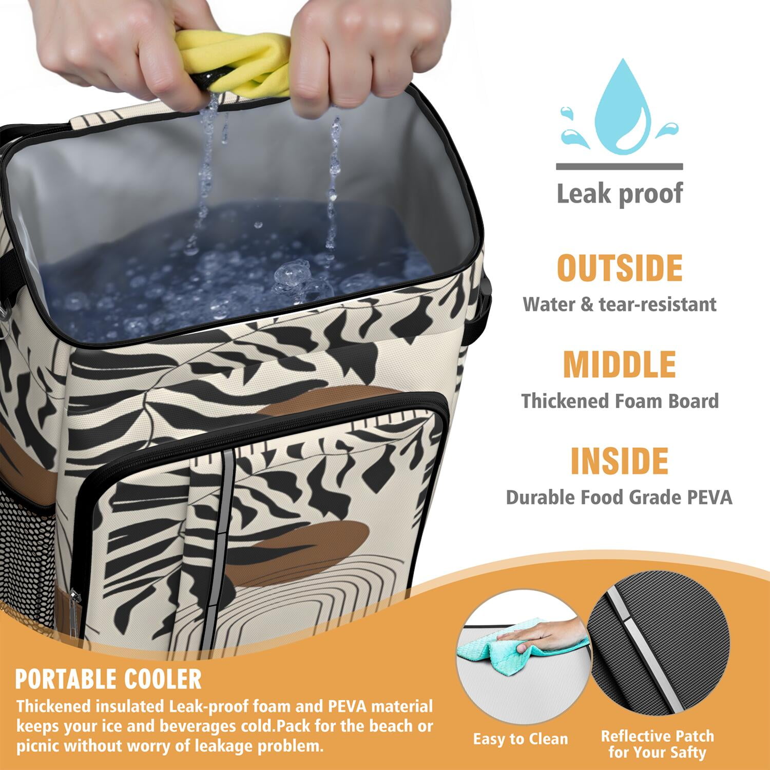Travel Cooler Bag - Boho Bohemian Art Camping Beer Cooler Backpack with Bottle Opener- Waterproof Insulated Picnic Backpacks - Cooler Bag for Beach