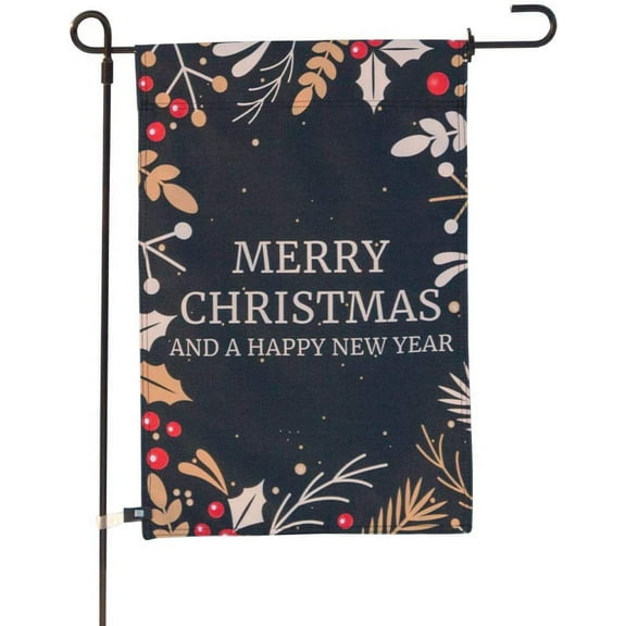 Merry Christmas and Happy New Year Garden Flag, Double-Sided Flag for Homes, 12 x 18 Inch