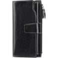 thumbnail image 2 of Leather Women's Wallets,Multi-Function Slim Bifold Zipper Clutch Purse,Large Capacity Card Holder with RFID/Black, 2 of 6