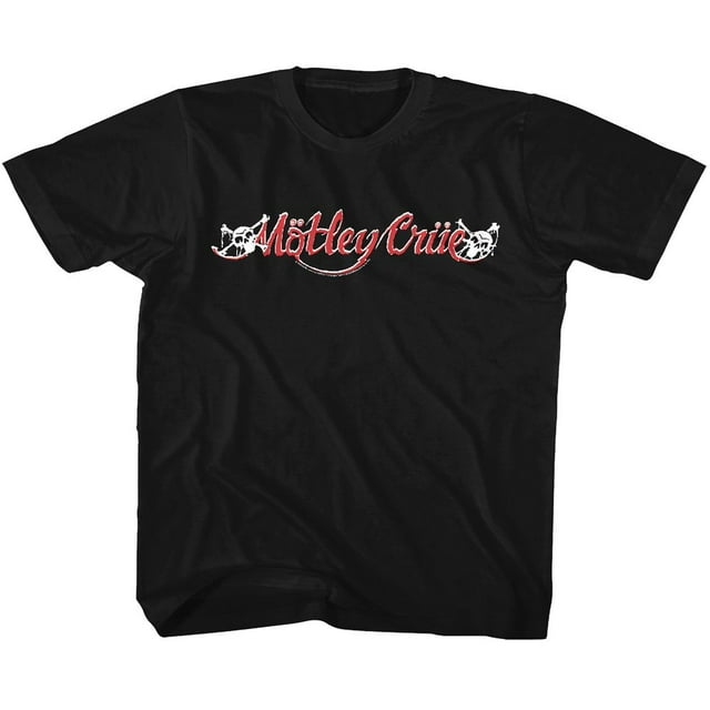 T-Shirt Jeunesse Noir avec Logo Motley Crue Rouge et Blanc