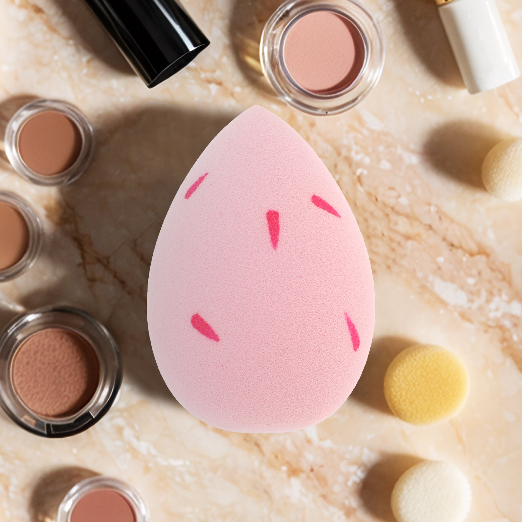 Unique Bargains 1 Pc Willow Leaf Face Makeup Sponge for Makeup Application Pink